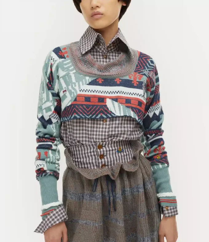 Top scurt Broken Fair Isle